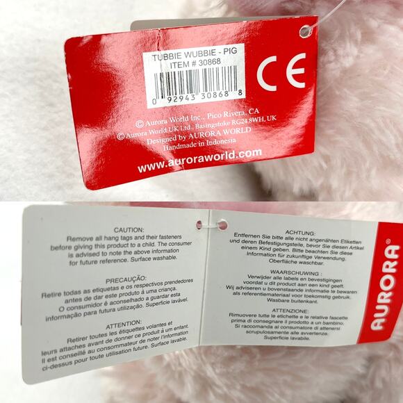 Aurora 12" Pig Tubbie Wubbie Stuffed Animal Toy #30868 New - Picture 9 of 13